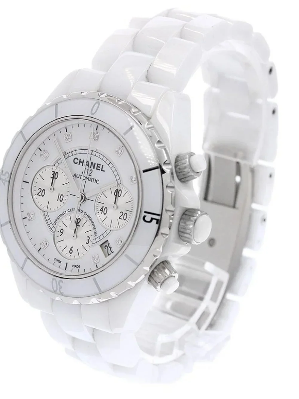 CHANEL J12 white ceramic H2009 9P diamond chronograph Automatic Men's_958300